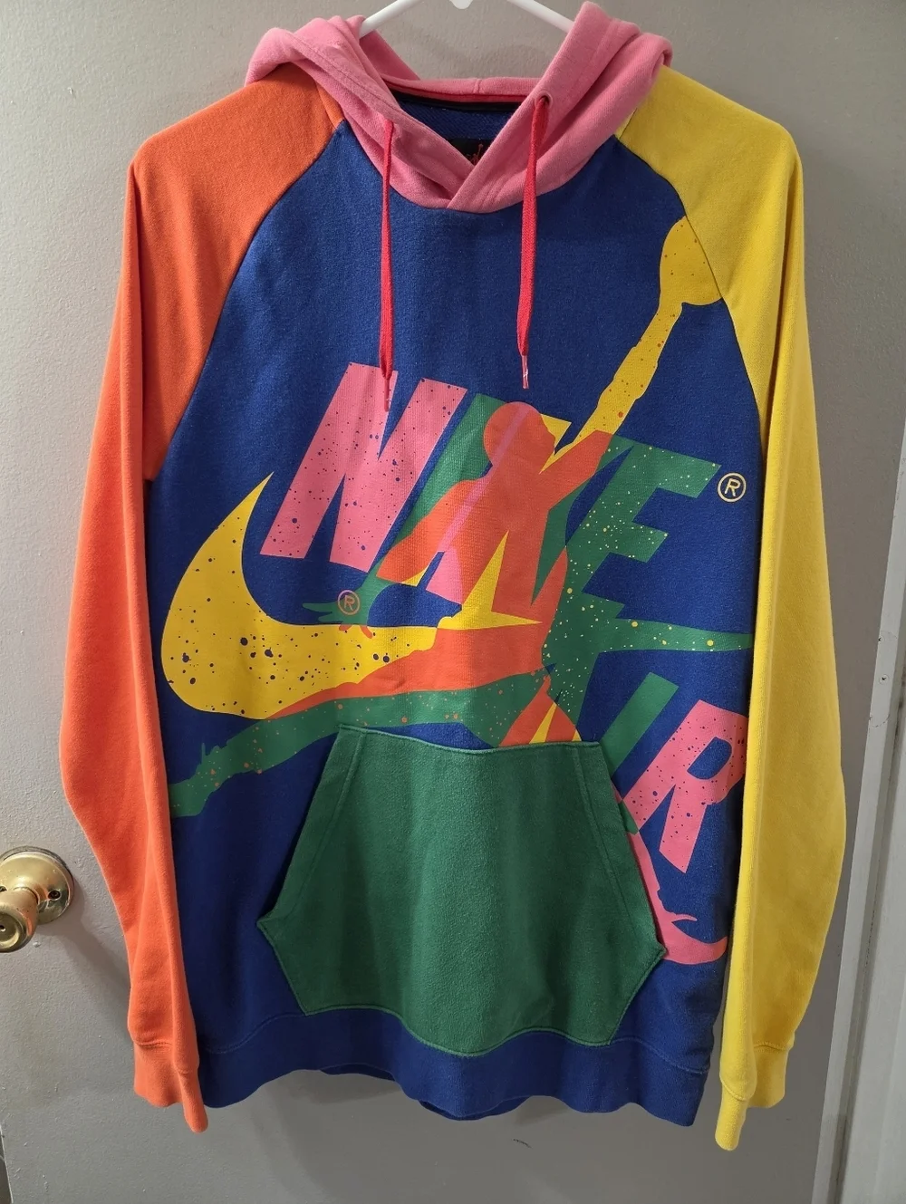 Nike Jordan Multicolor Graphic Pullover Hoodie - Blue, P. Sz M